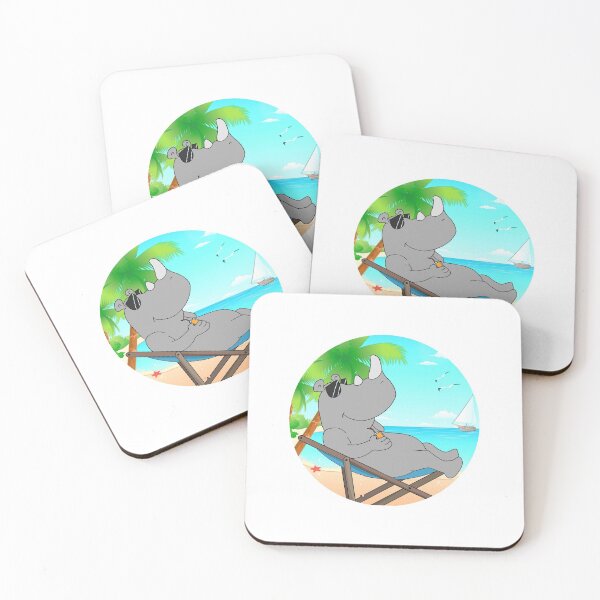 Item preview, Rhino escalofriante en la playa con Sunset Comic Style designed and sold by Mesyo.