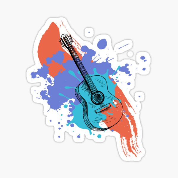 Item preview, Color Splash Sketch Guitar designed and sold by SkySevenDesign.
