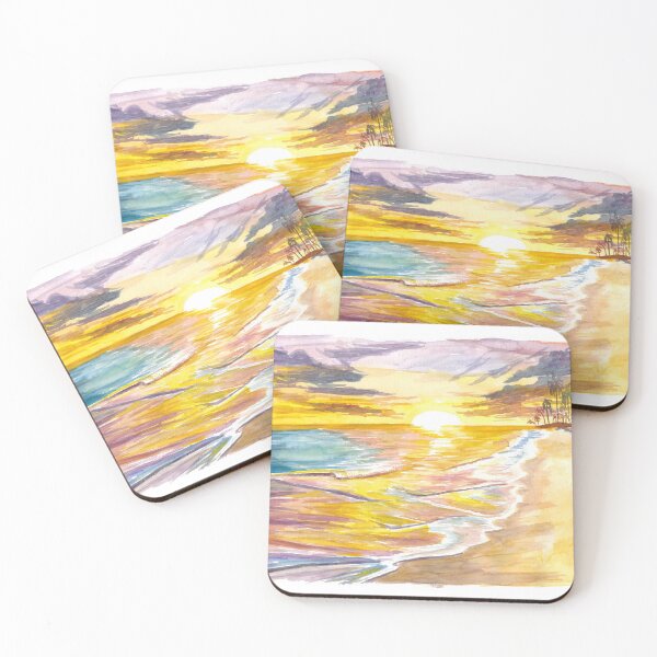 Item preview, Romantic Island Sunset with Waves Palms Beach designed and sold by artshop77.
