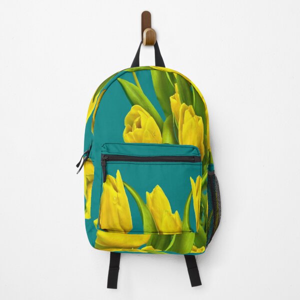 Item preview, YELLOW TULIPS BOUQUET TEAL ART designed and sold by sharlesart.