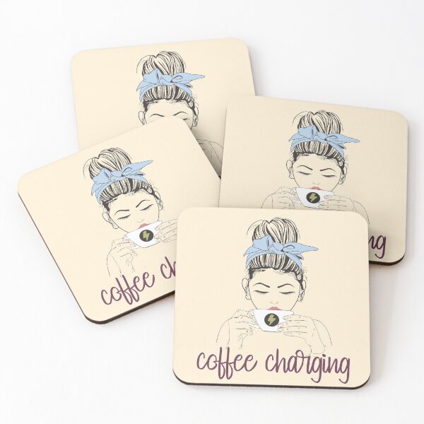 Item preview, Coffee Charging Messy Bun Hair Woman - Funny Quotes designed and sold by DebbisPalette.