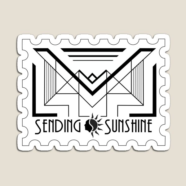 Artikelvorschau, Abstrakter geometrischer Umschlag "Sending Sunshine" Sticker (Schwarz) entworfen und verkauft von SendSunshineCa.