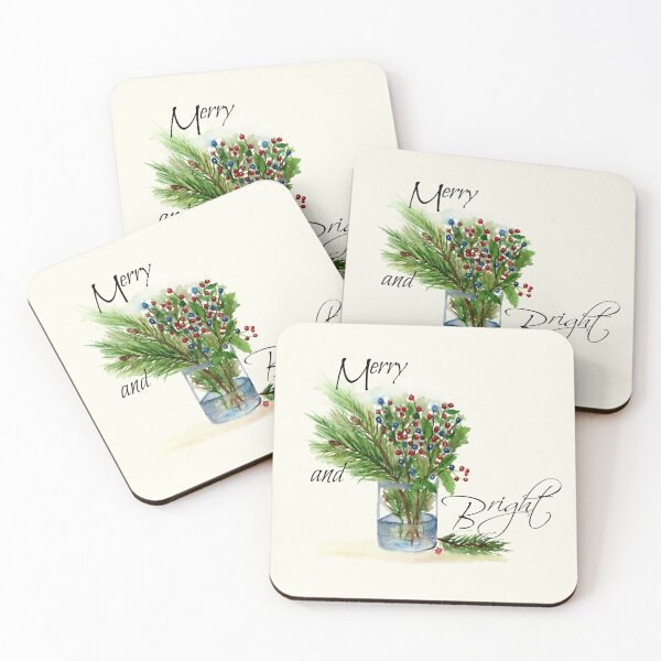 Item preview, Merry and Bright Christmas Berries in glass designed and sold by Jyn Branik.
