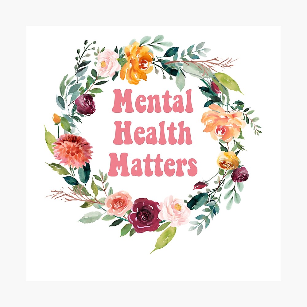 destigmatize mental health floral design Your Mental Health Matters sticker mental health is health therapy small water proof sticker