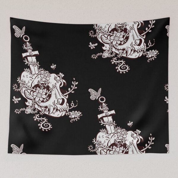 Item preview, Cat Skull Plant Tattoo designed and sold by WuduCreations.