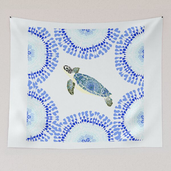 Item preview, tye and die shibori turtle batik blue from skiair illustration designed and sold by skiair.