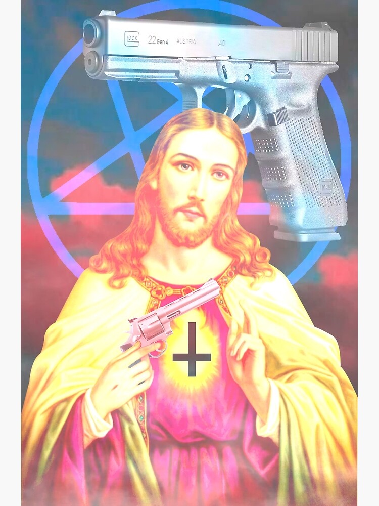 "Gun Jesus" Poster for Sale by Hadoukenhemp Redbubble