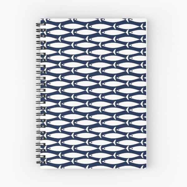 Item preview, Mid Century Modern Fish Pattern in Nautical Navy Blue and White designed and sold by kierkegaard.
