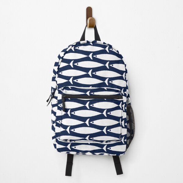 Item preview, Mid Century Modern Fish Pattern in Nautical Navy Blue and White designed and sold by kierkegaard.