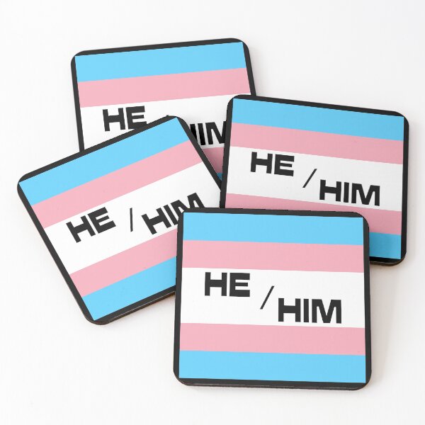 Item preview, Trans Flag HE/HIM Pronouns Casual Text designed and sold by ANewNemo.