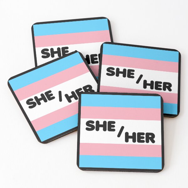 Item preview, Trans Flag SHE/HER Pronouns Bubble Text designed and sold by ANewNemo.