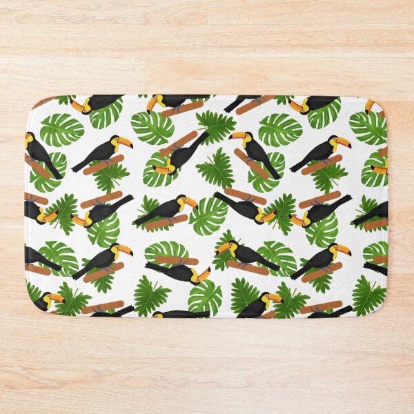 Item preview, Toucan pattern design with tropical leaves. Toucan background. Tropical birds and leaves pattern designed and sold by GulArt.