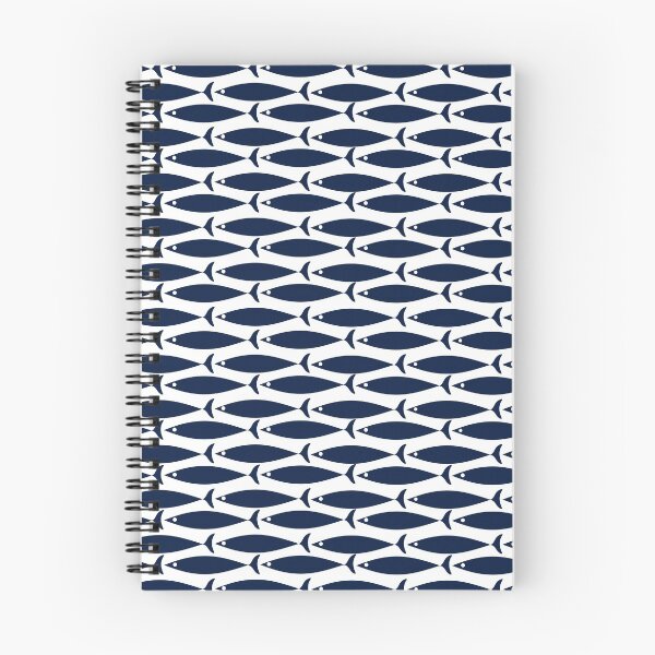 Item preview, Mid Century Modern Fish Stripe Pattern Nautical Navy Blue & White designed and sold by kierkegaard.
