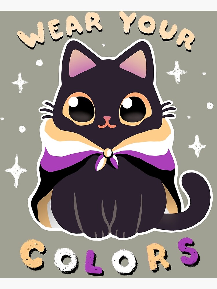 Thumbnail 3 of 3, Poster, Non-binary LGBT Pride Cat - Kawaii Rainbow Kitty - Wear your colors designed and sold by BlancaVidal.