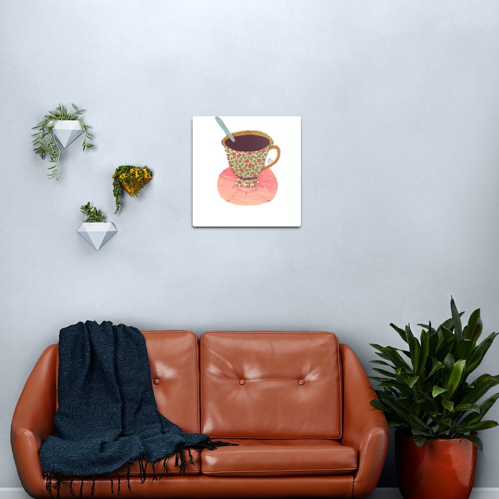 Collage Floral Teacup Metal Print