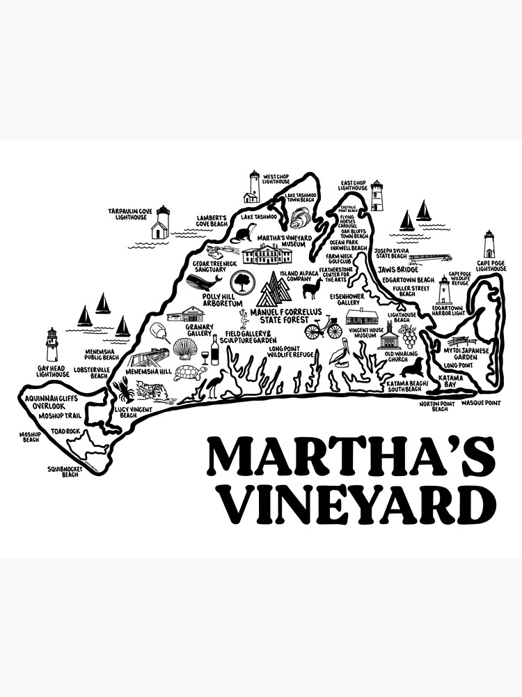 "Martha's Vineyard Map " Poster by fiberandgloss Redbubble