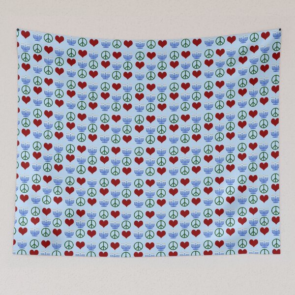 Aperçu de l'œuvre Menorah Paix Amour Hanoukka créée et vendue par Epic Love Designs.