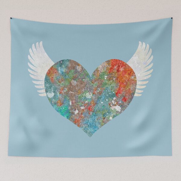Item preview, Colorful Stone Heart - Blue & Red designed and sold by RawSunArt.