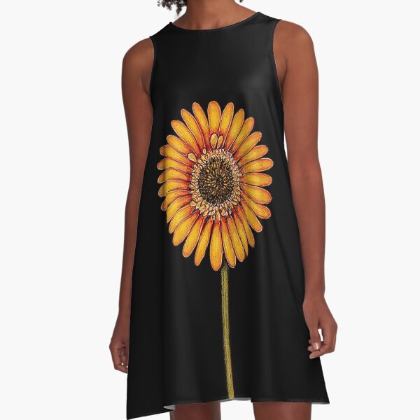 Yellow Gerbera A-Line Dress