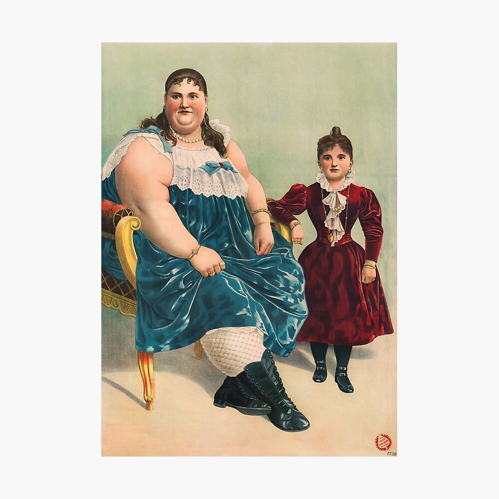 Fat Lady and Little Person - Vintage Circus Lithograph - 1898