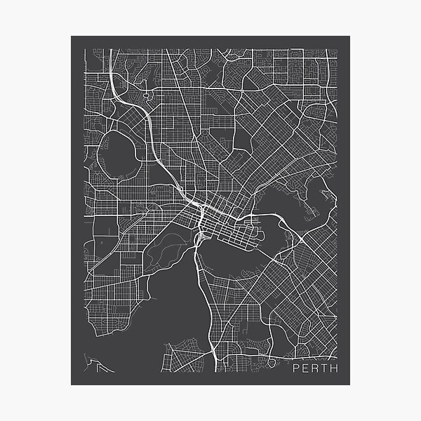 Item preview, Perth Map, Australia - Gray designed and sold by MainStreetMaps.