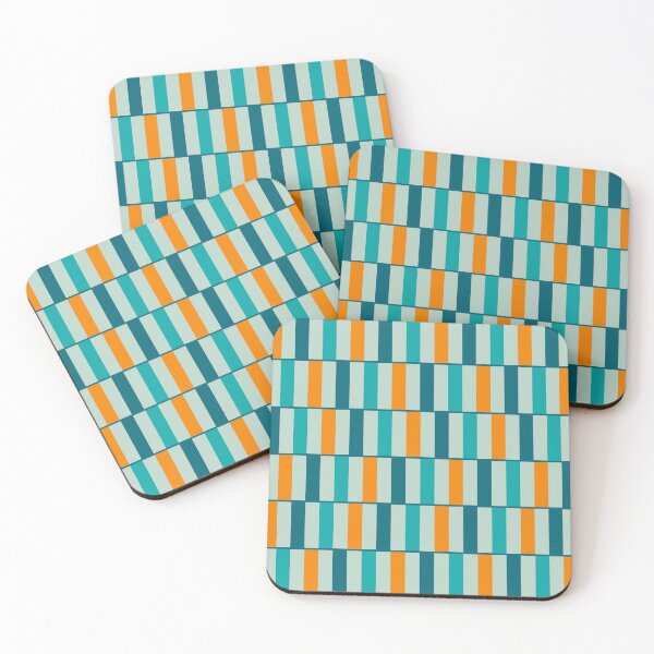 Item preview, Long Blocks Retro Geometric Check Pattern Aqua Turquoise Teal Orange designed and sold by kierkegaard.