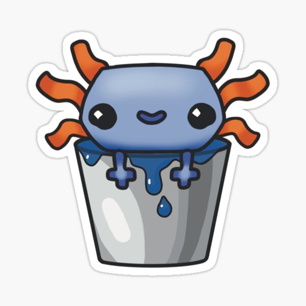 Bucket Of Axolotl Blue Sticker For Sale By Vanthaera Redbubble
