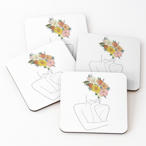 Item preview, Flower head female figure drawing designed and sold by metisartdesign.