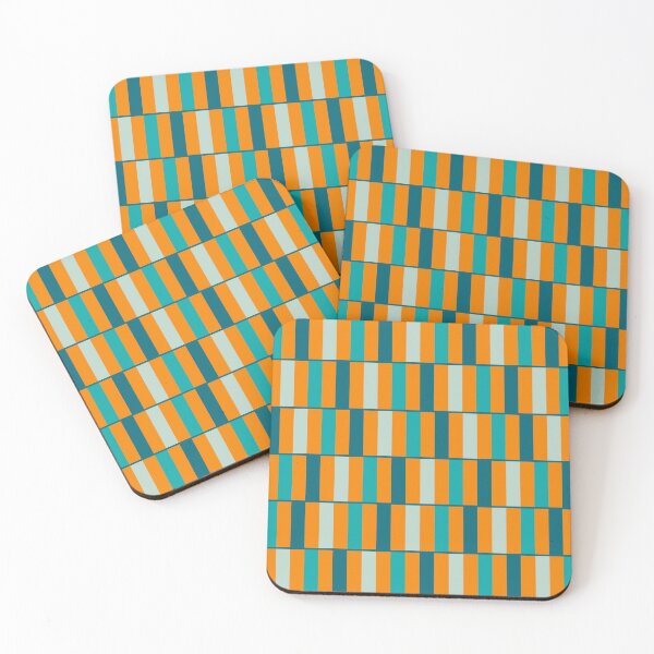 Item preview, Long Blocks Retro Geometric Check Pattern Orange Aqua Turquoise Teal designed and sold by kierkegaard.
