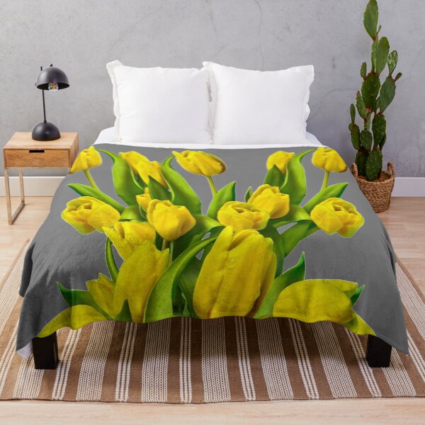Item preview, YELLOW TULIPS PATTERN BOUQUET GREY ART designed and sold by sharlesart.
