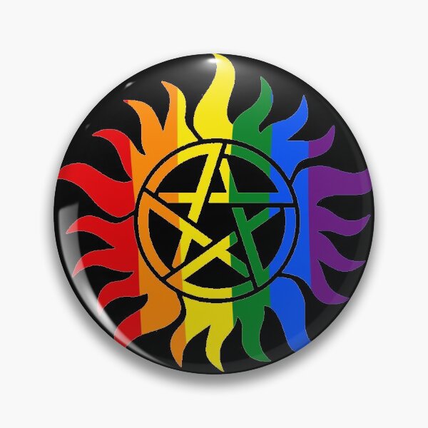 Item preview, Supernatural Anti-possession symbol Pride pin designed and sold by That1Thing.