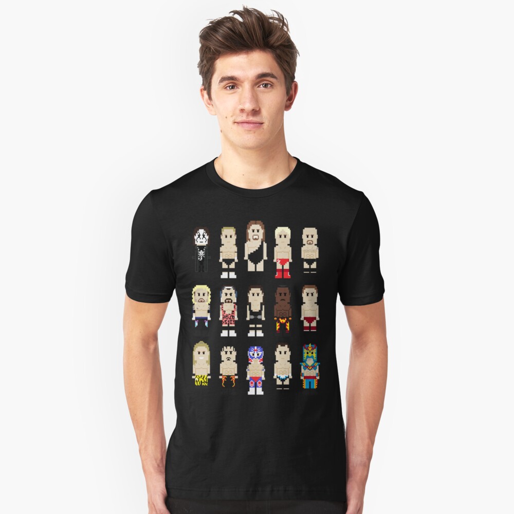 8-Bit Wrestlers Down South Slim Fit T-Shirt