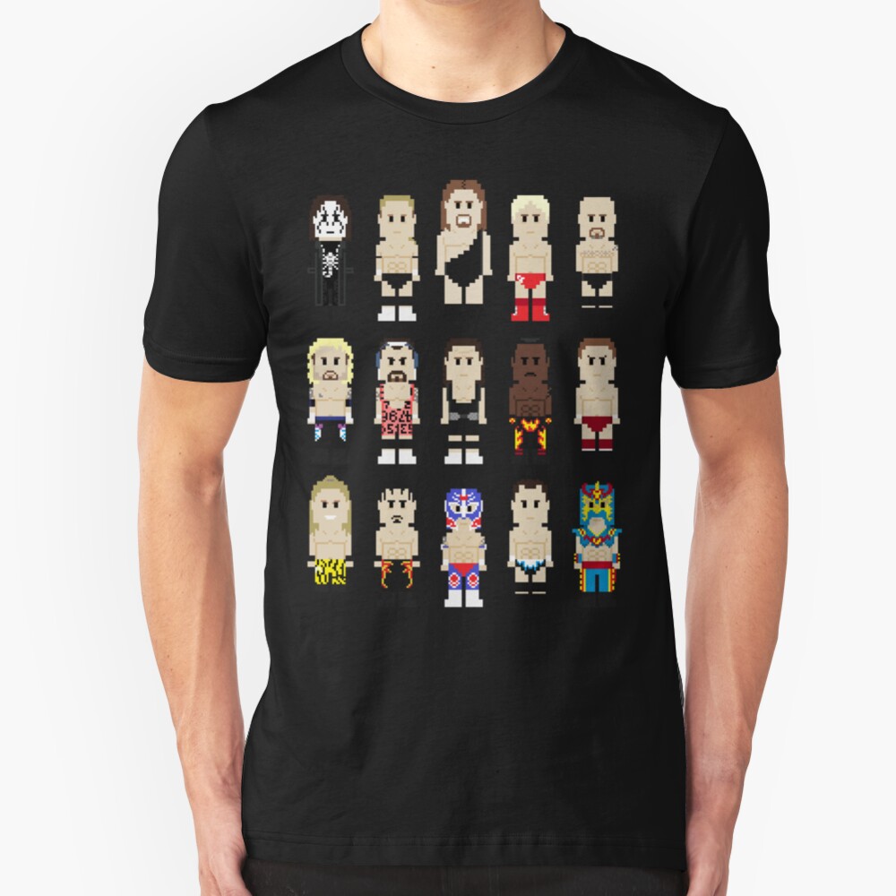 8-Bit Wrestlers Down South Slim Fit T-Shirt