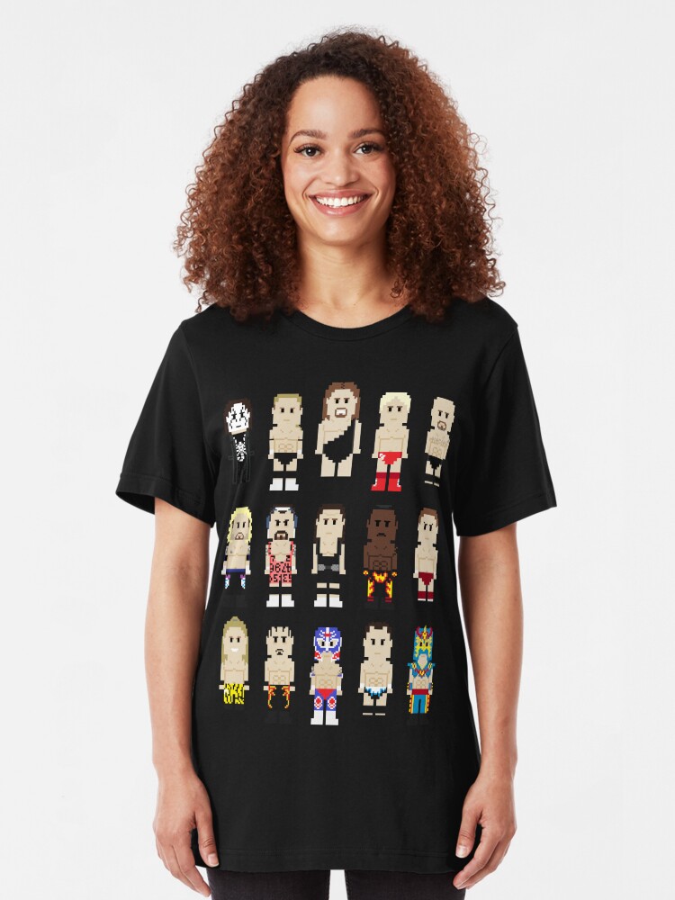 Alternate view of 8-Bit Wrestlers Down South Slim Fit T-Shirt
