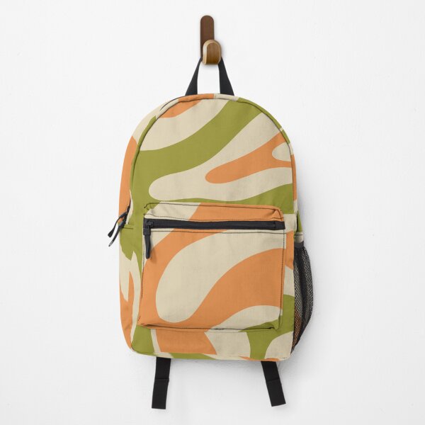 Item preview, Retro Modern Liquid Swirl Abstract Pattern Avocado Green Orange Beige designed and sold by kierkegaard.