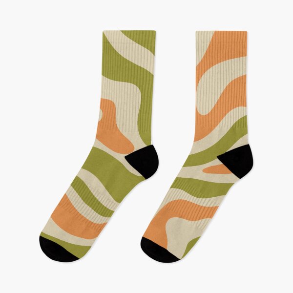 Item preview, Retro Modern Liquid Swirl Abstract Pattern Avocado Green Orange Beige designed and sold by kierkegaard.