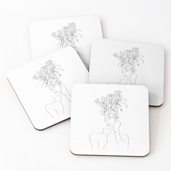 Item preview, Minimalist woman line art with flower head designed and sold by metisartdesign.