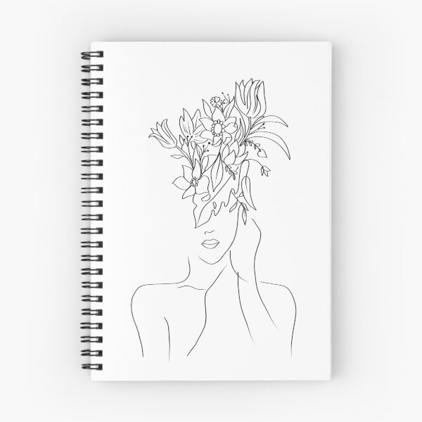 Item preview, Minimalist woman line art with flower head designed and sold by metisartdesign.