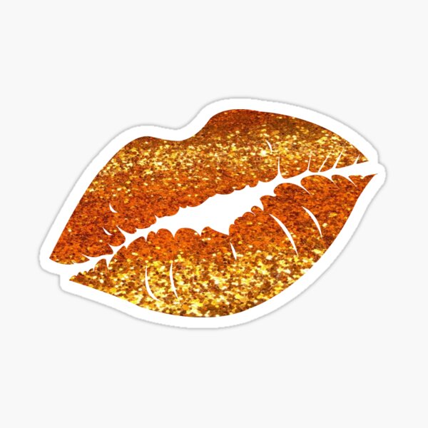 Gold Glitter Lips Stickers for Sale