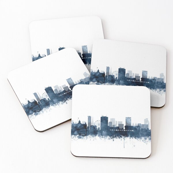Item preview, Birmingham Skyline Watercolor Navy Blue by Zouzounio Art designed and sold by zouzounioart.