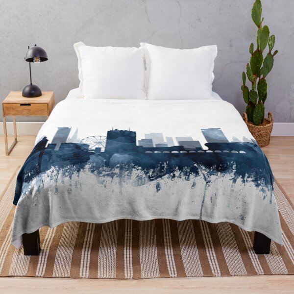 Item preview, Birmingham Skyline Watercolor Navy Blue by Zouzounio Art designed and sold by zouzounioart.