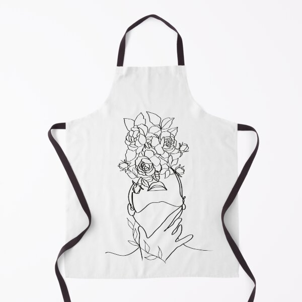 Item preview, Black and white head of flowers woman line artwork designed and sold by metisartdesign.