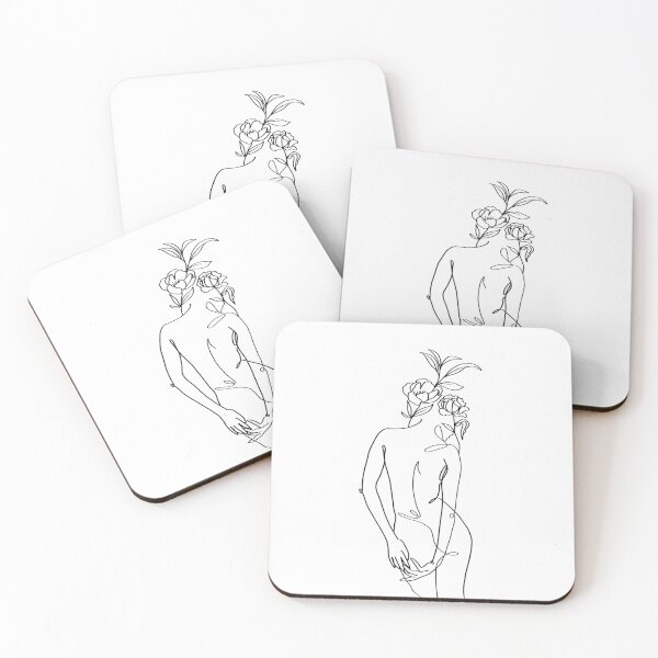 Item preview, Woman silhoulette with flower head line art designed and sold by metisartdesign.
