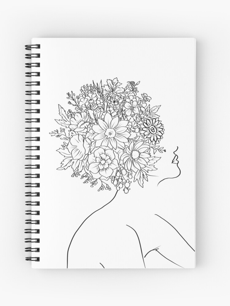 Handdrawn Wildflower Stickers Spiral Notebook for Sale by