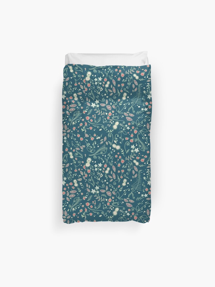 Navy Forest Floor Print Duvet Cover By Elenakballam Redbubble