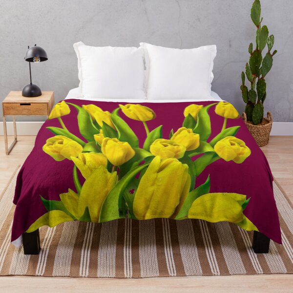 Item preview,  YELLOW TULIPS GARDEN BURGUNDY WINE COLOR ART designed and sold by sharlesart.