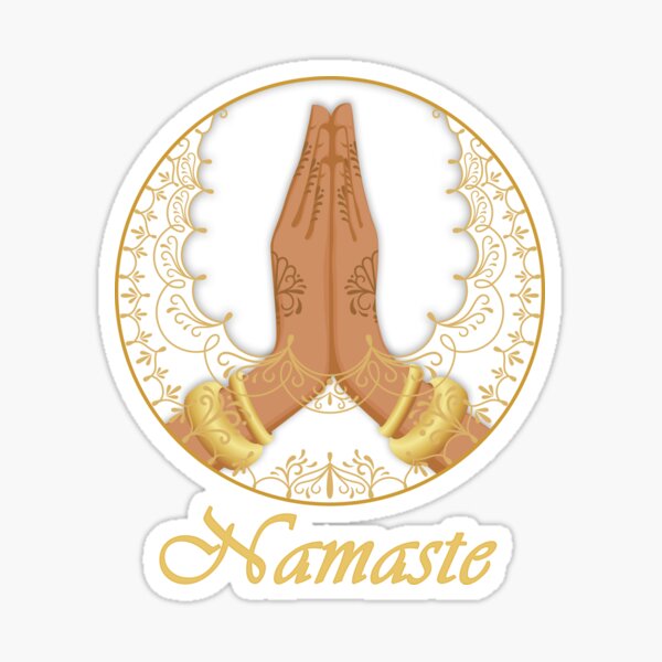 Namaste Hands White Mandala Sticker