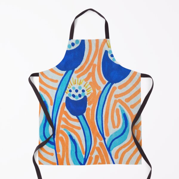 Item preview, Bright Abstract Blue Flowers With Orange Background designed and sold by artbyalette.