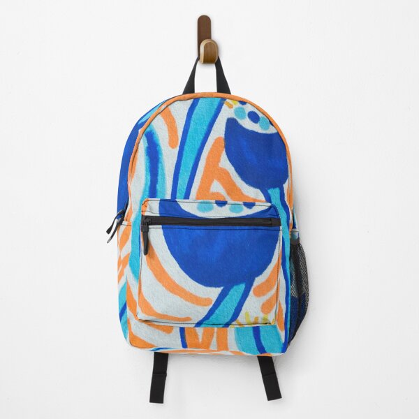 Item preview, Bright Abstract Blue Flowers With Orange Background designed and sold by artbyalette.