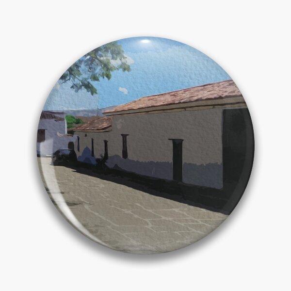 Item preview, Watercolor colonial street of old houses in Colombia white background designed and sold by FDbubble1986.